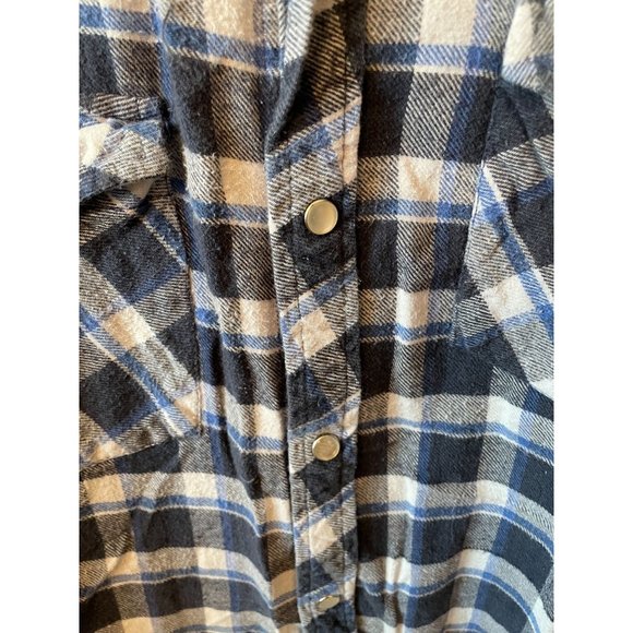 Moda Tech Blue Flannel Long Sleeve Pearl Snap XLT - Picture 5 of 5